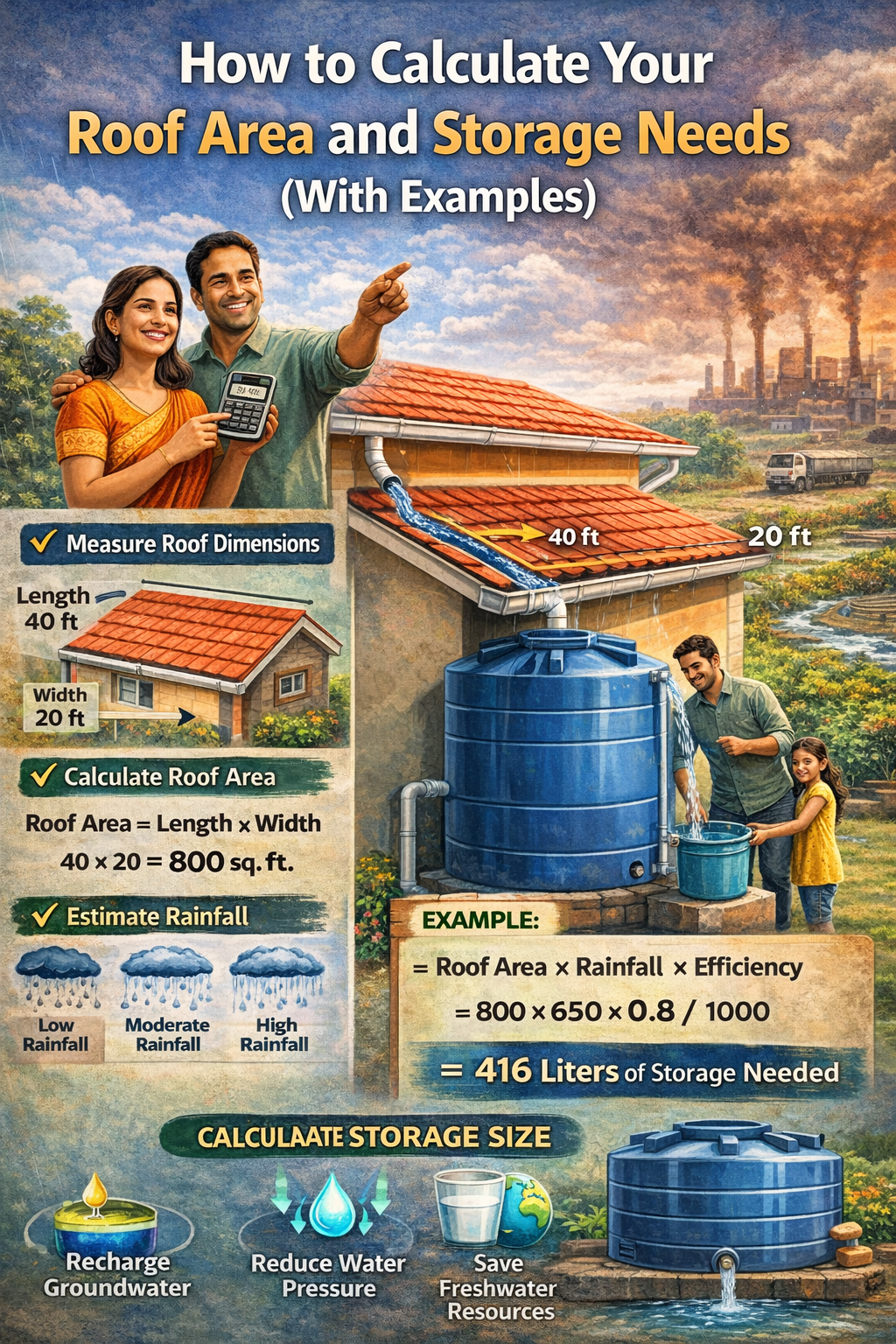 How to Calculate Your Roof Area and Storage Needs (With Examples)
