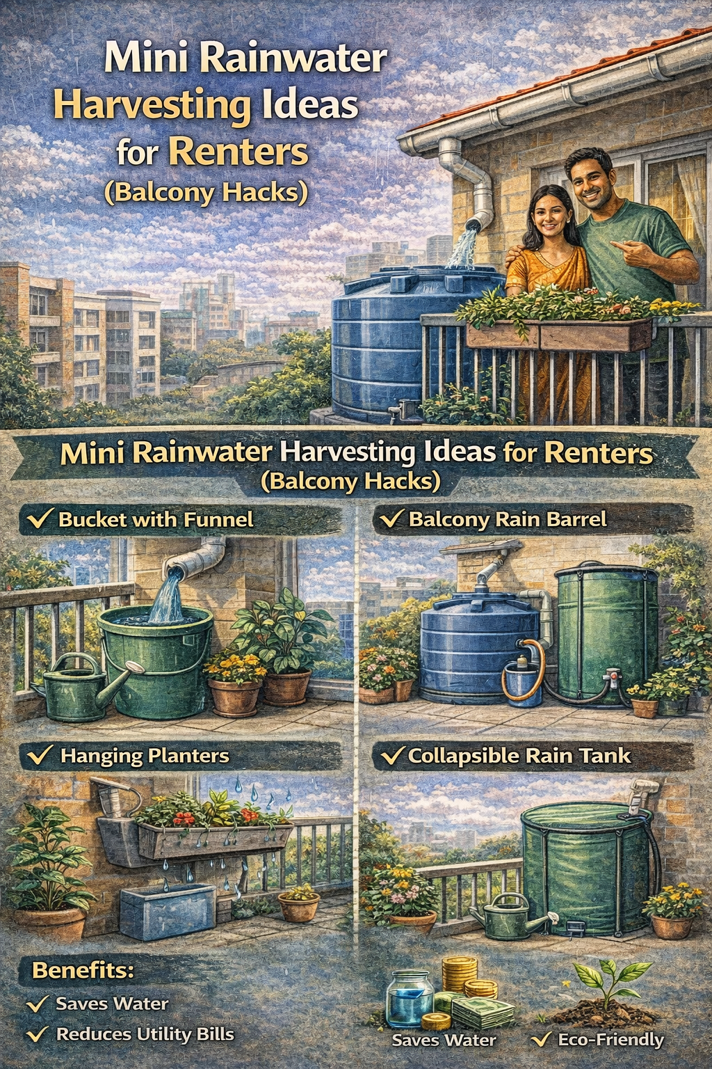 Mini Rainwater Harvesting Ideas for Renters (Balcony Hacks)