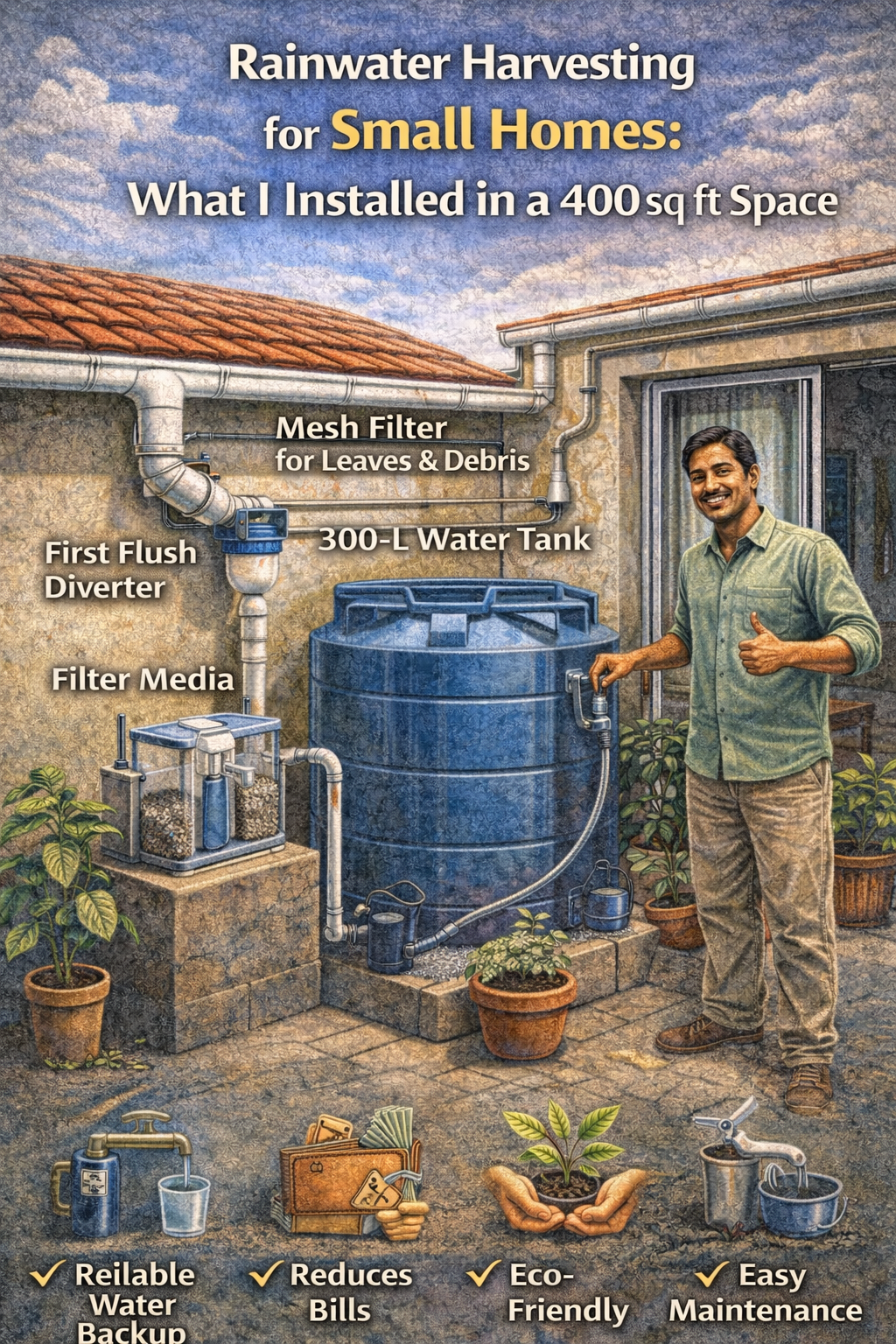 Rainwater Harvesting for Small Homes: What I Installed in a 400 sq ft Space