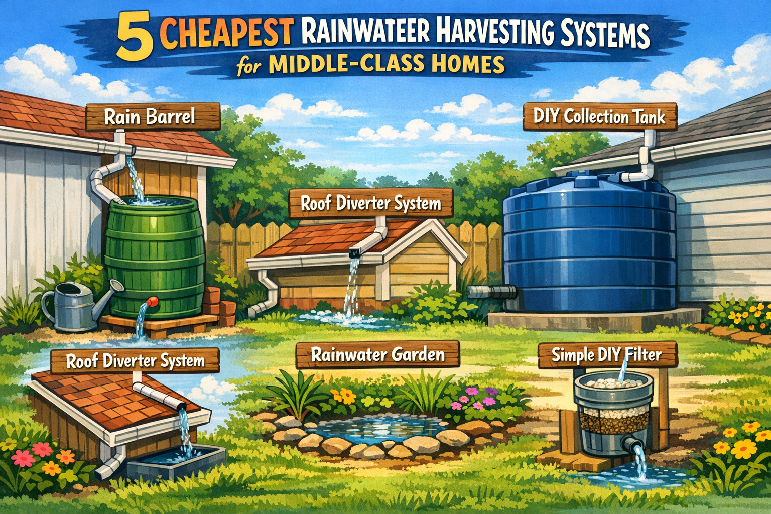 5 Cheapest Rainwater Harvesting Systems for Middle-Class Homes (Budget-Friendly Guide 2025)