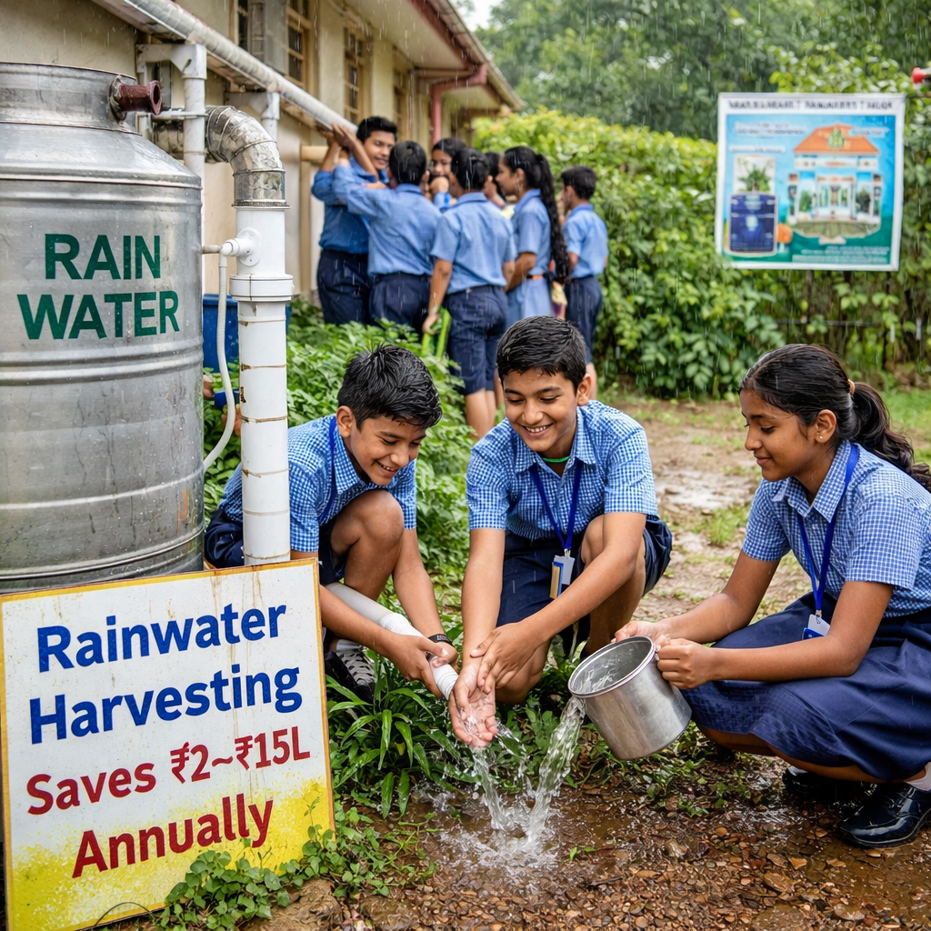 How Rainwater Harvesting For Schools Save ₹2–₹15L Annually.